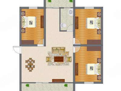3室1厅 100.68平米