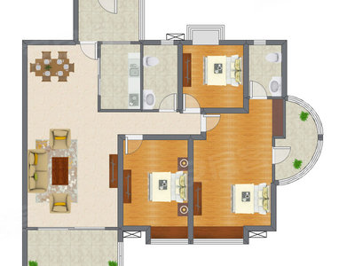 3室2厅 136.59平米户型图