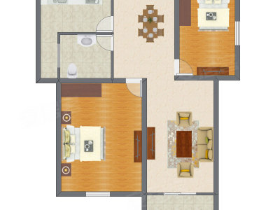 2室2厅 89.11平米户型图