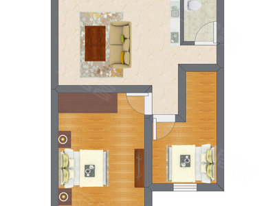2室1厅 31.25平米户型图
