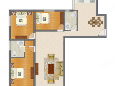 3室2厅 132.50平米户型图
