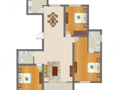 3室2厅 143.12平米户型图