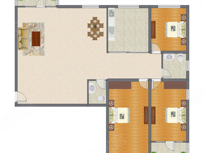 3室2厅 174.05平米户型图