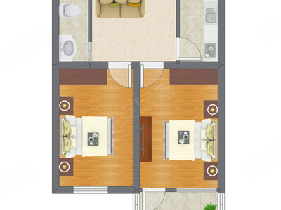 2室1厅 57.50平米户型图