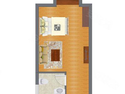 1室1厅 25.87平米户型图