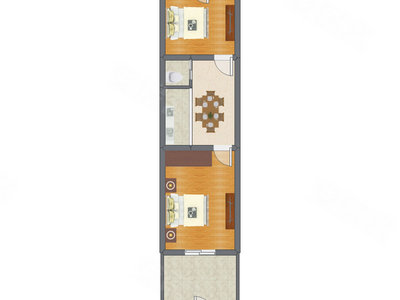 2室1厅 54.32平米
