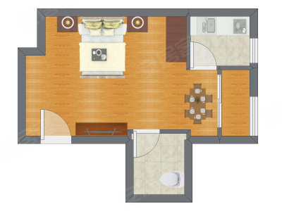 1室0厅 29.22平米户型图