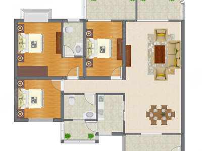 3室2厅 129.69平米