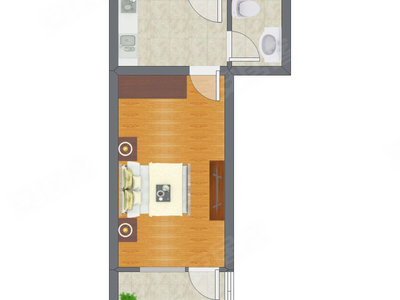 1室0厅 36.82平米户型图