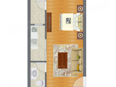 1室0厅 47.35平米户型图