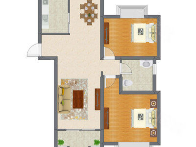 2室2厅 93.54平米户型图