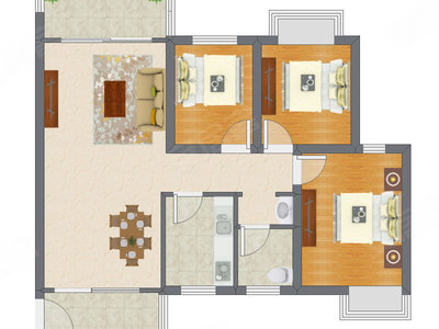 3室2厅 87.20平米