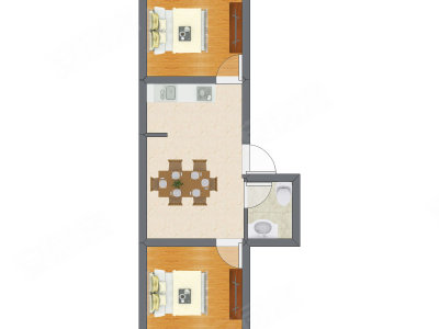 2室1厅 33.11平米