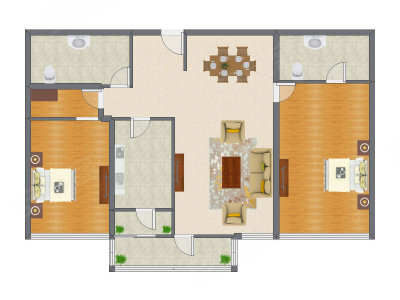 2室2厅 159.48平米户型图