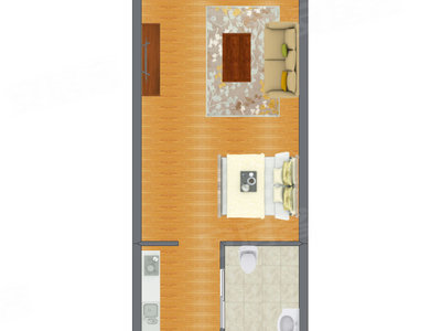 1室1厅 57.05平米户型图