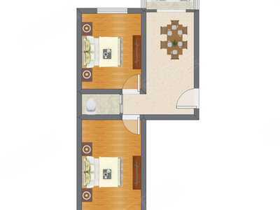 2室1厅 58.56平米