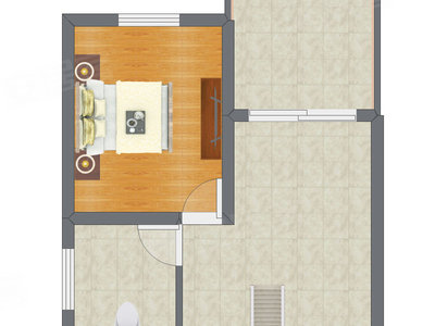 2室1厅 49.57平米户型图