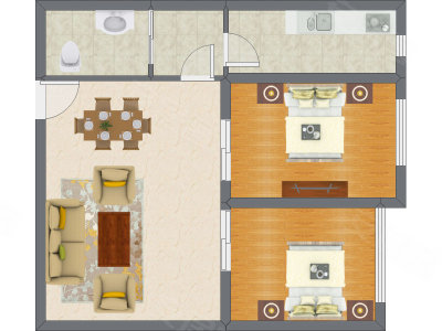 2室2厅 100.37平米户型图