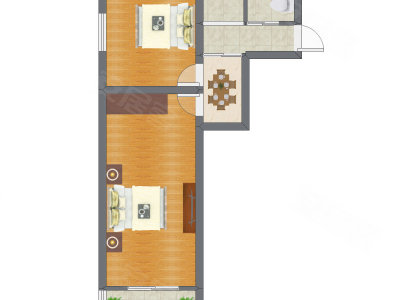 2室1厅 53.63平米