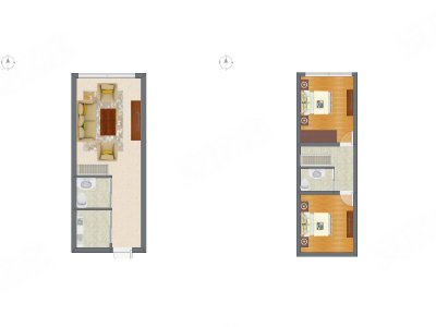2室1厅 25.45平米户型图