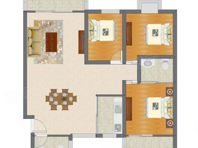 3室2厅 142.42平米户型图