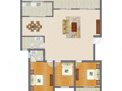 3室2厅 126.89平米