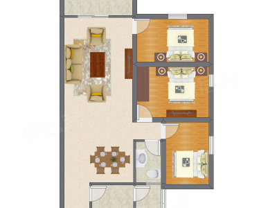 3室2厅 91.82平米户型图