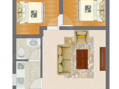 2室1厅 34.00平米户型图