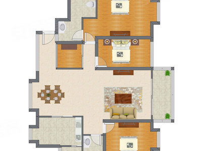 3室2厅 155.44平米