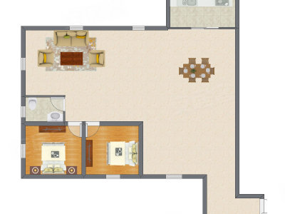 2室2厅 124.64平米户型图