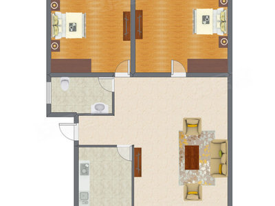 2室1厅 142.00平米