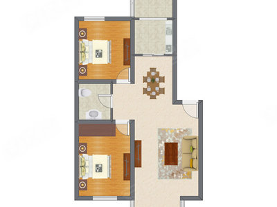 2室2厅 98.91平米户型图