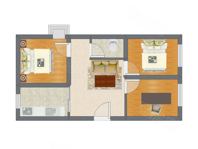 3室1厅 55.00平米户型图