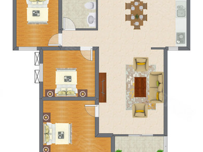 3室2厅 117.53平米