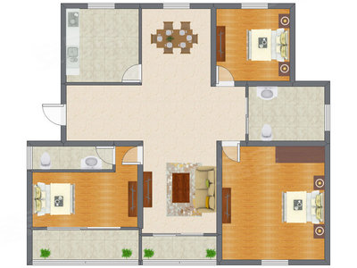3室2厅 137.63平米户型图