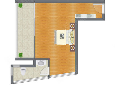 1室0厅 62.42平米户型图