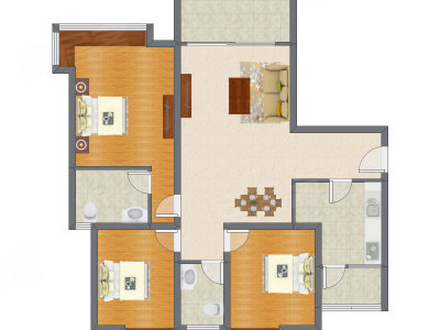 3室2厅 124.44平米