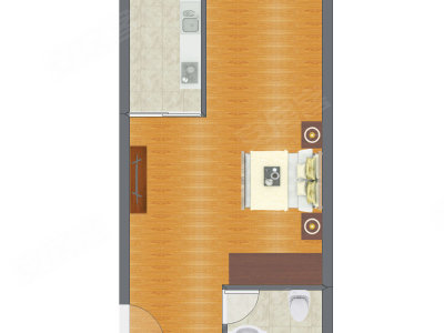 1室0厅 57.68平米户型图
