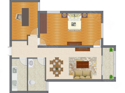 2室2厅 93.00平米户型图