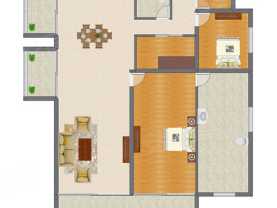 2室2厅 190.99平米户型图
