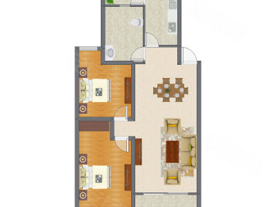 2室2厅 99.48平米户型图