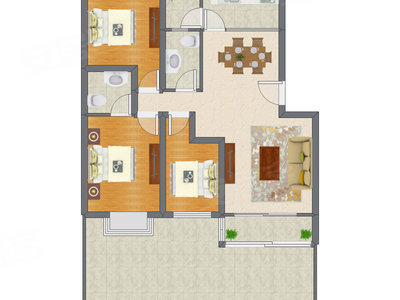 3室2厅 111.17平米