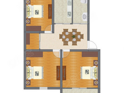 3室1厅 68.74平米