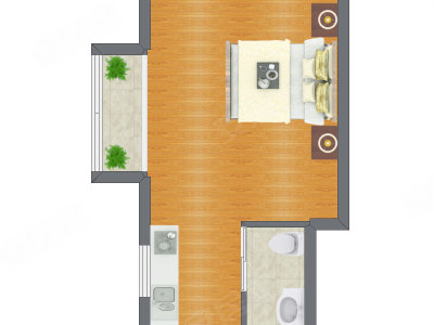 1室1厅 42.32平米户型图