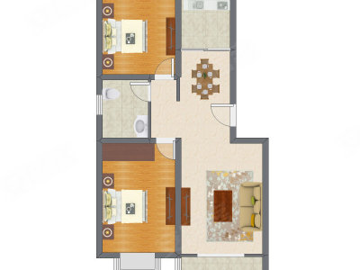 2室2厅 94.54平米户型图
