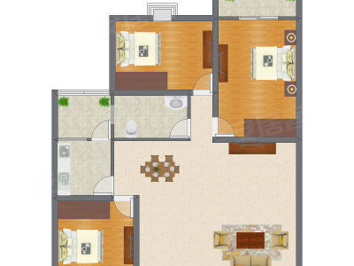 3室1厅 103.00平米户型图