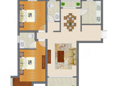 2室2厅 114.70平米户型图