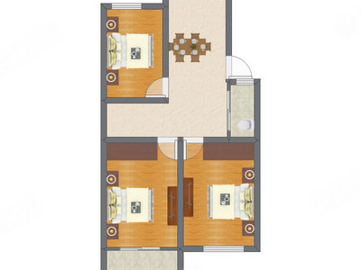 3室1厅 55.25平米