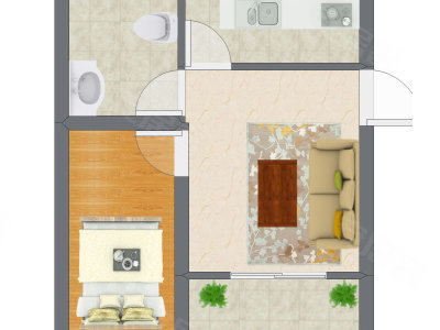 1室1厅 25.80平米户型图
