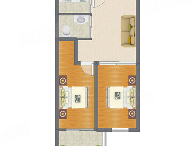 2室1厅 75.60平米